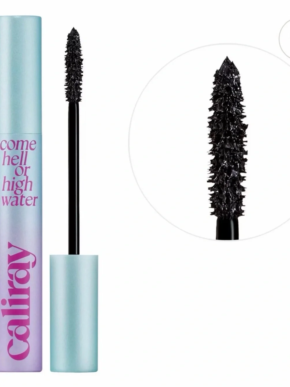 Caliray Come Hell or High Water Mascara — Black with Teal Tube and Pink Logo